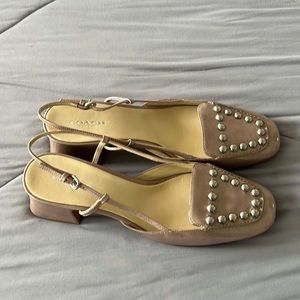 COACH rivet sling back pumps. Metallic nude never worn.